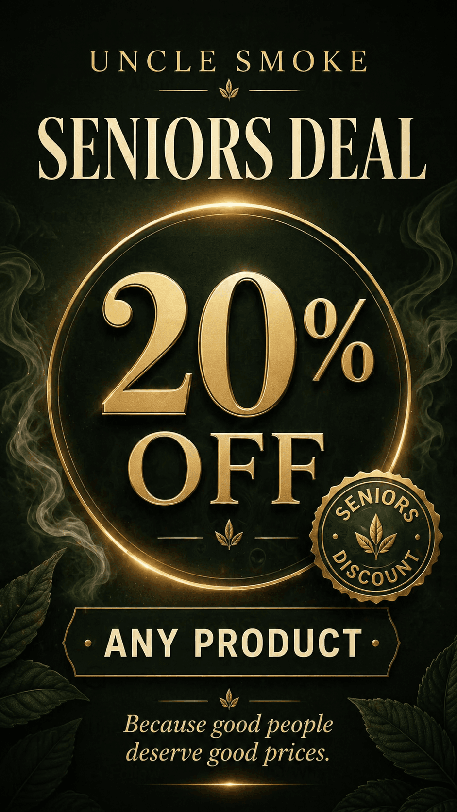Seniors Deal — 20% Off Any Product